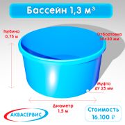 Купель 1,3 м³ (1500х750)