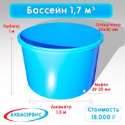 Купель 1,7 м³ (1500х1000)