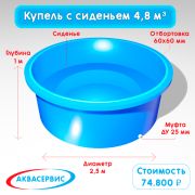Купель-фурако с сиденьем 4,8 м³ (2500х1000)
