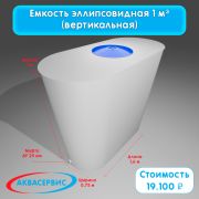 Емкость эллипсовидной формы 1 м³ (1600х750х1000)